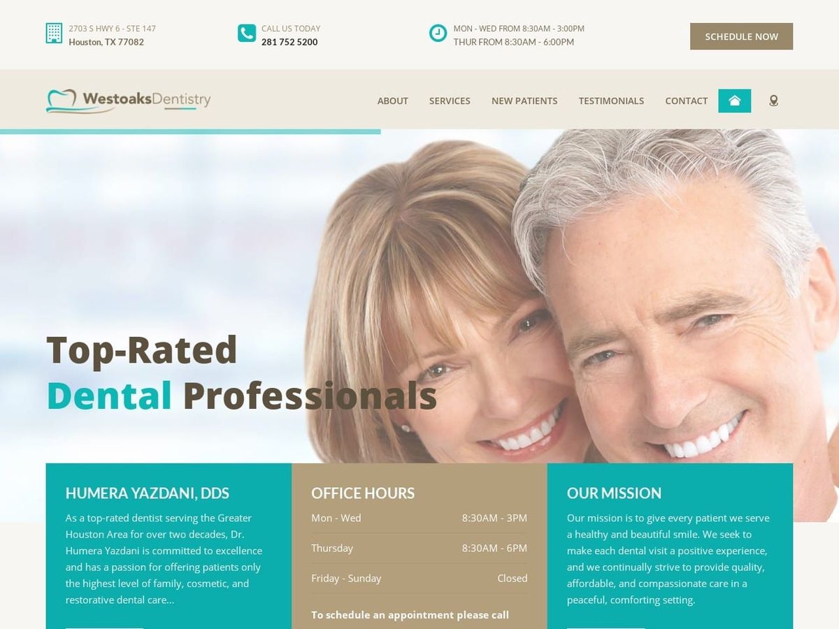 Westoaks Dentist Website Screenshot from westoaksdentistry.com