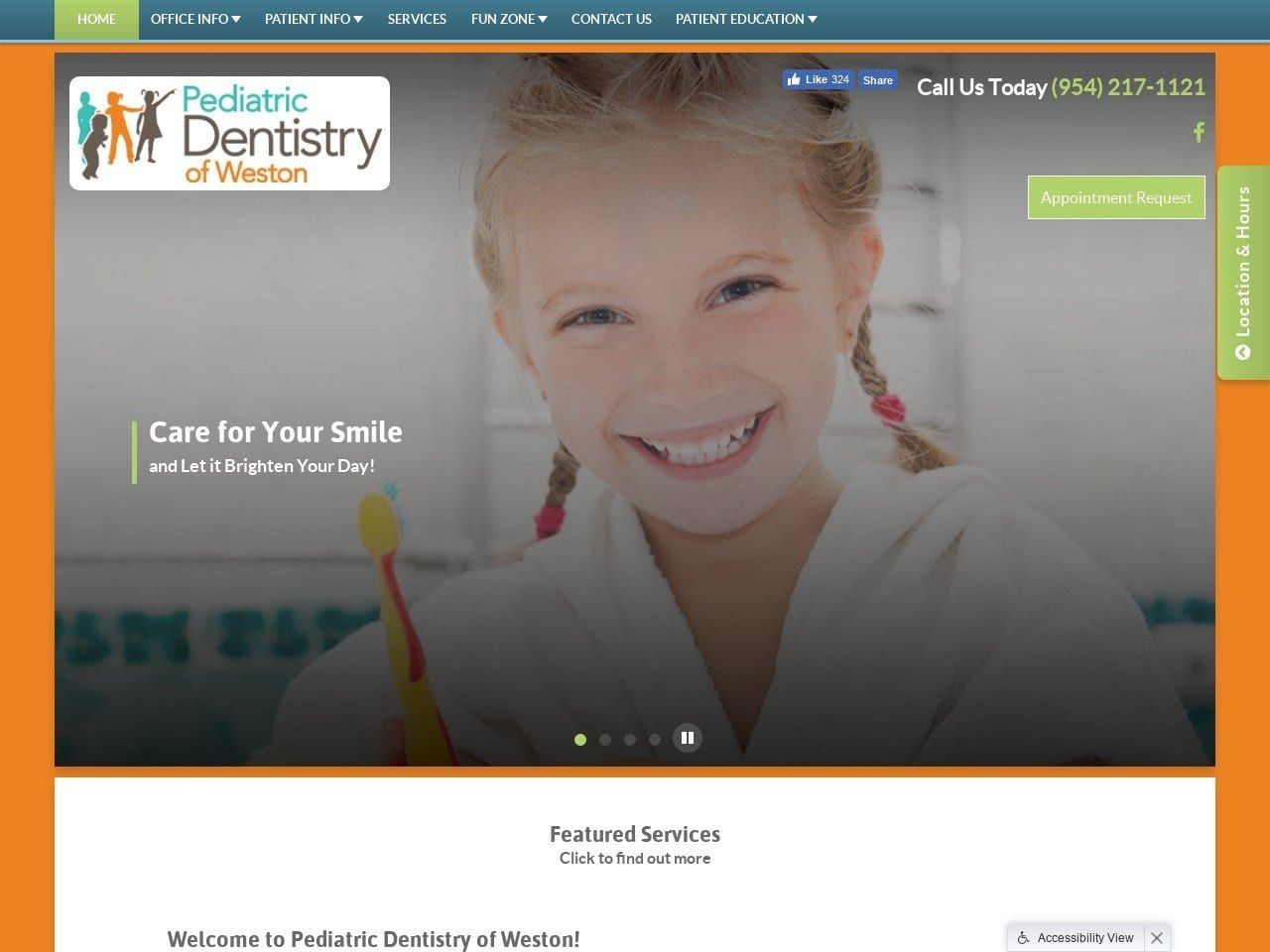 Pediatric Dentist Website Screenshot from westonkidsdentistry.com