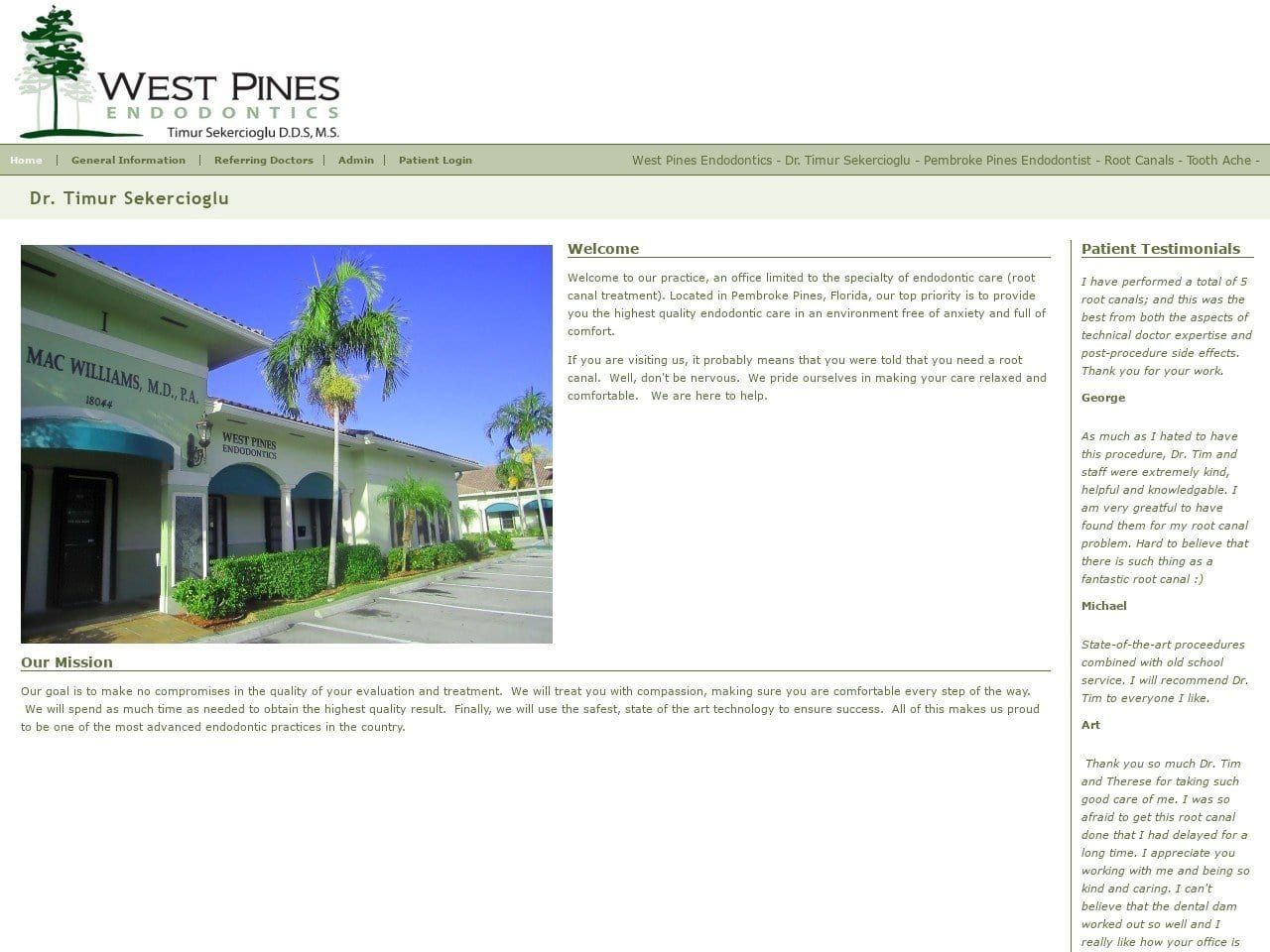 West Pines Endodontics Website Screenshot from westpinesendo.com