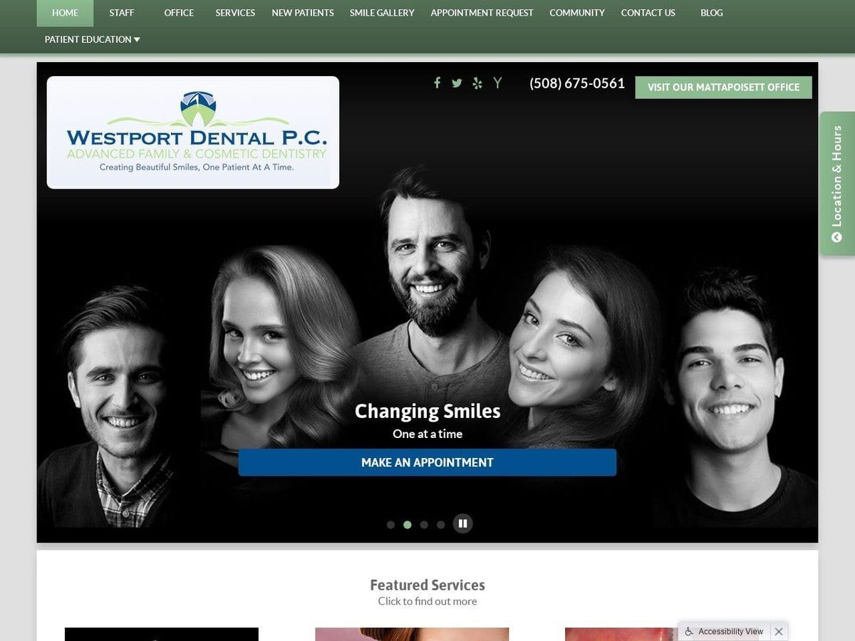 Westport Dental PC Website Screenshot from westportmadentistry.com