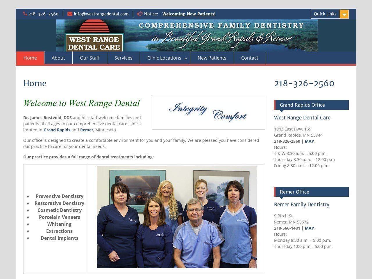 Remer Family Dentist Website Screenshot from westrangedental.com