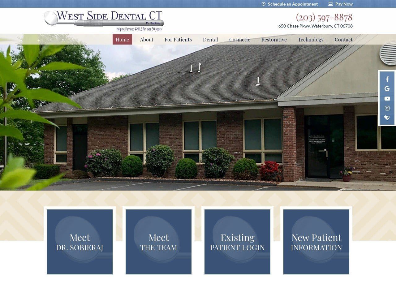 West Side Dental CT Website Screenshot from westsidedentalct.com