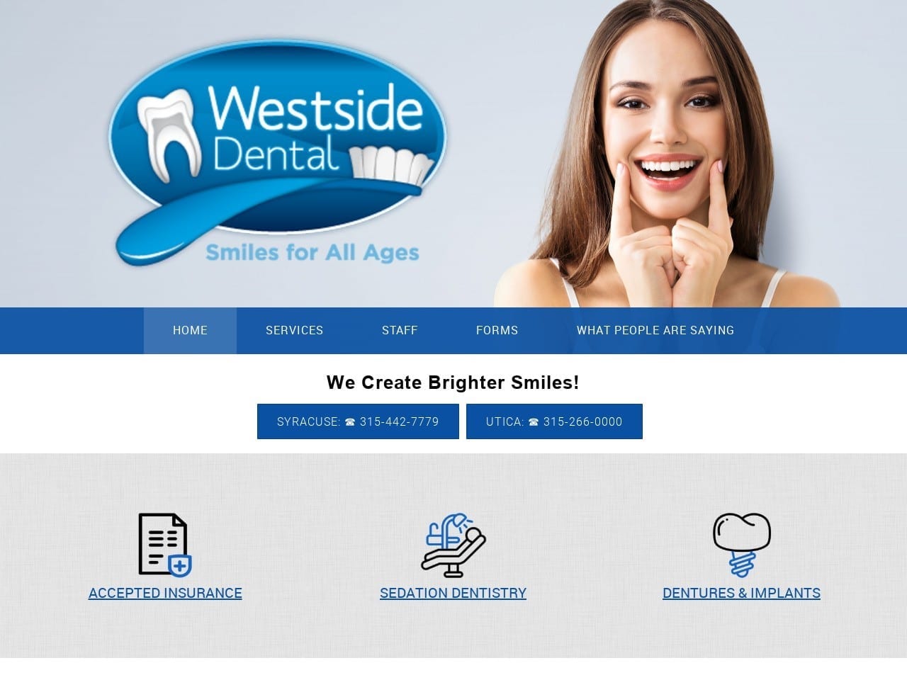 Westside Dental Website Screenshot from westsidedentalinfo.com