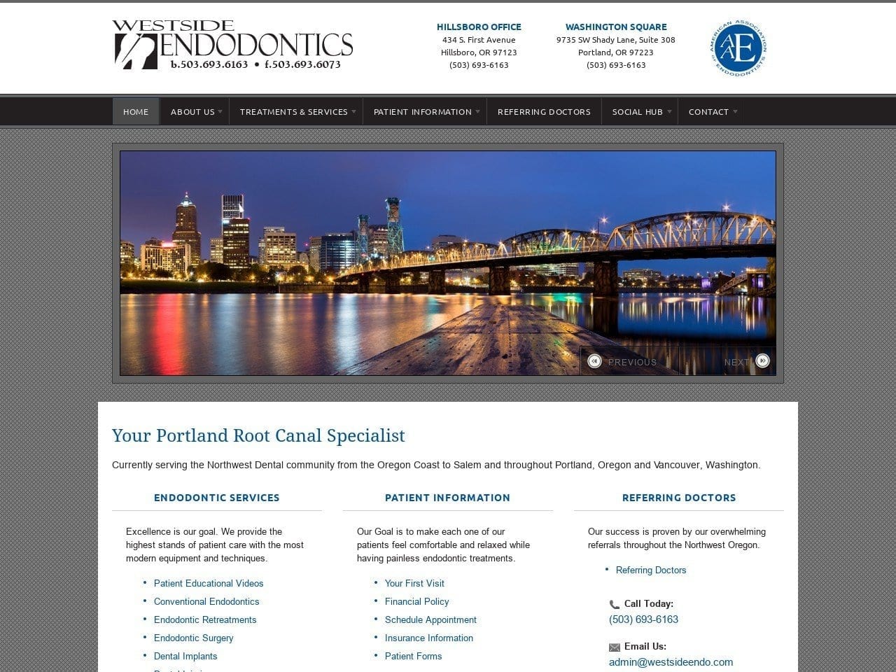 Westside Endodontics Website Screenshot from westsideendo.com