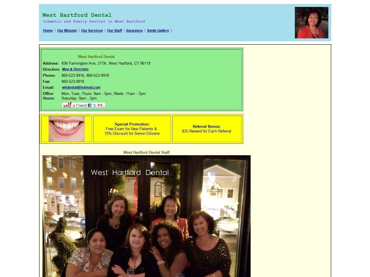 West Hartford Dental PC Website Screenshot from whartforddental.com