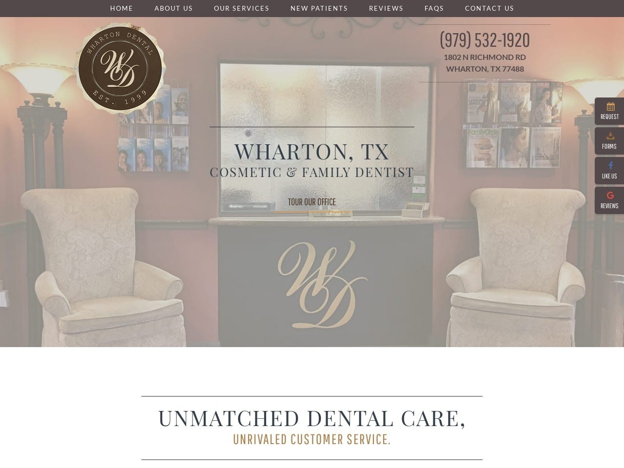 Wharton Dental Website Screenshot from whartondental.com