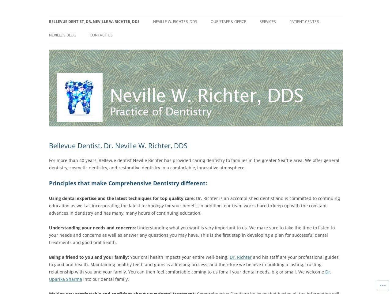 Neville W. Richter D.D.S. Website Screenshot from whatagreatsmile.com