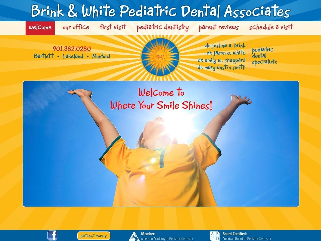 Where Your Smile Shines Pediatric Dentist Website Screenshot from whereyoursmileshines.com