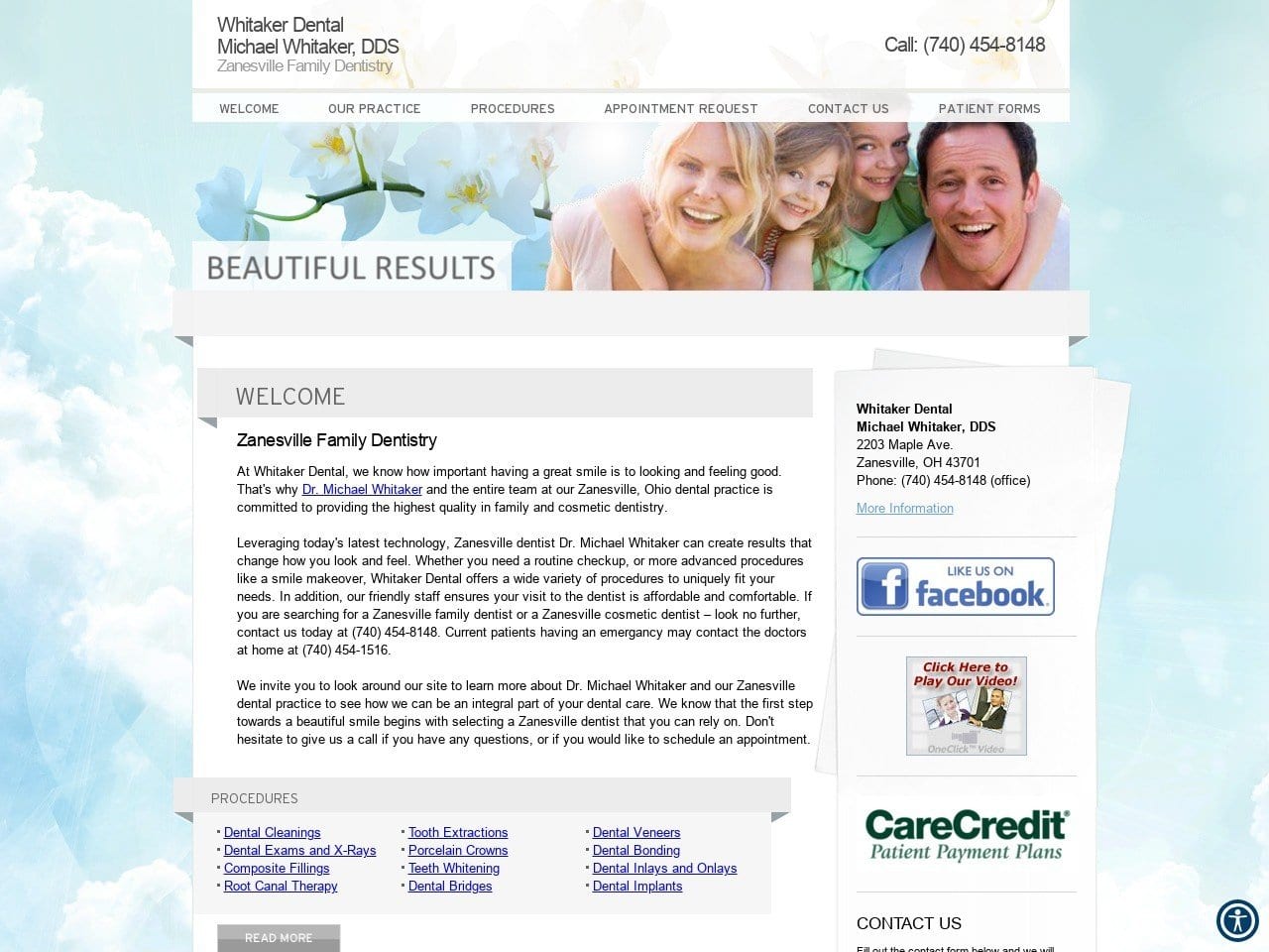 Whitaker R Michael DDS Website Screenshot from whitakerdentalonline.com