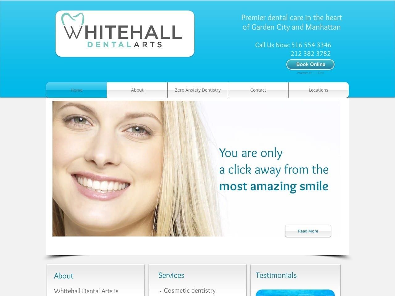 Whitehall dental arts website screenshot from whitehalldentalarts. Com