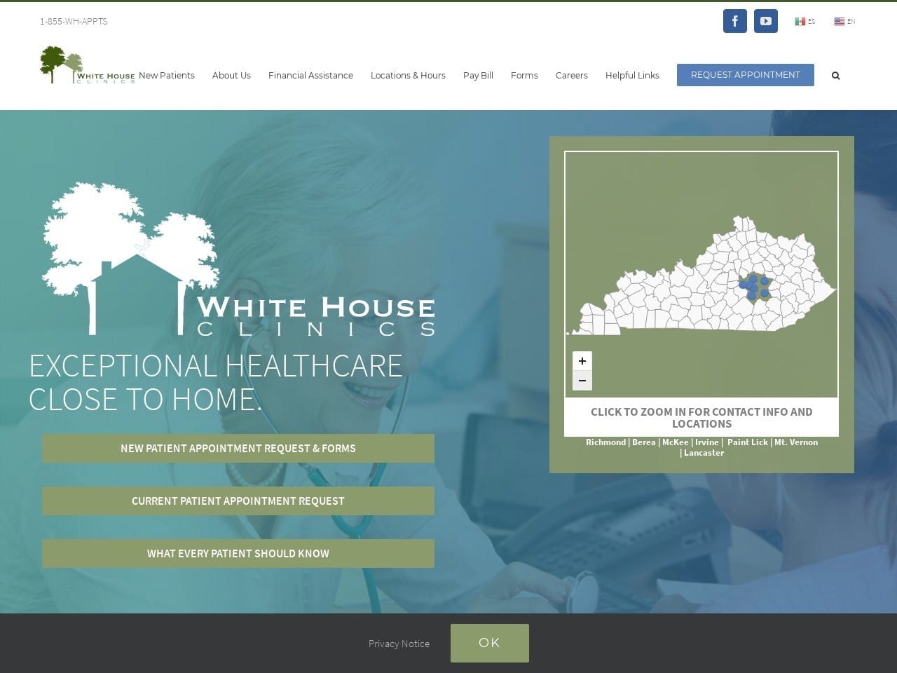 White House Clinic Website Screenshot from whitehouseclinics.com