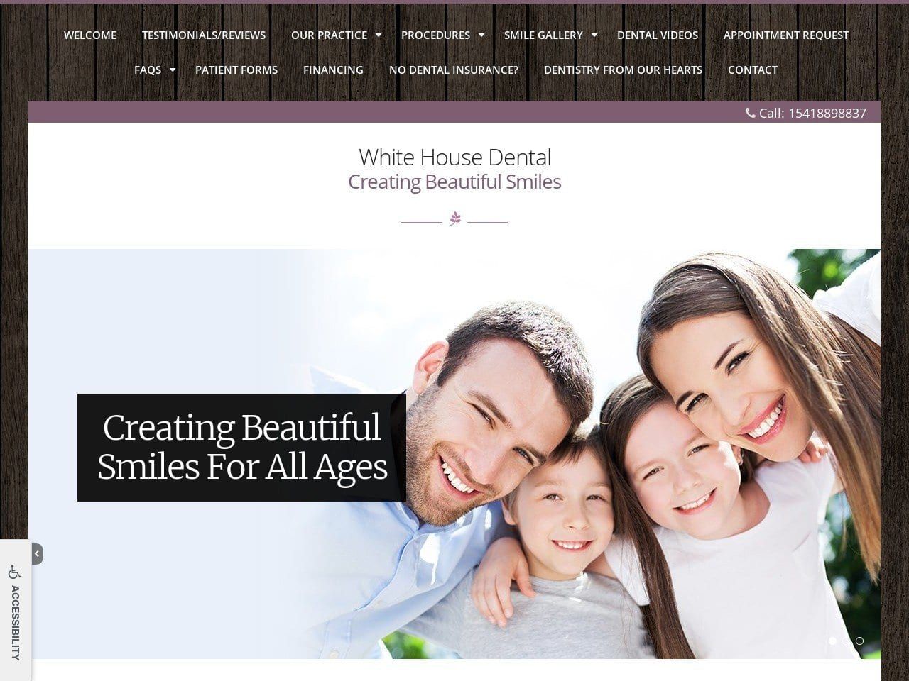 White House Dental Website Screenshot from whitehousedental.net