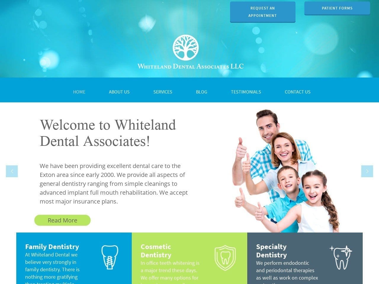 Whiteland Dental Associates Website Screenshot from whitelanddental.com