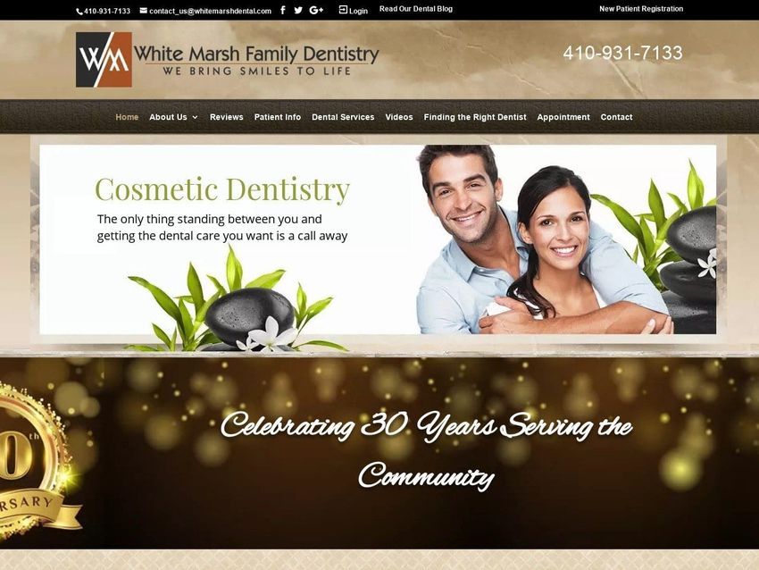 White Marsh Family Dentistry Farrugia John A DDS Website Screenshot from whitemarshdental.com