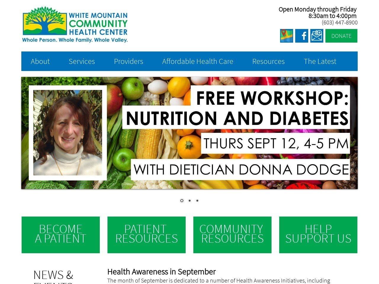 White Mountain Community Health Website Screenshot from whitemountainhealth.org
