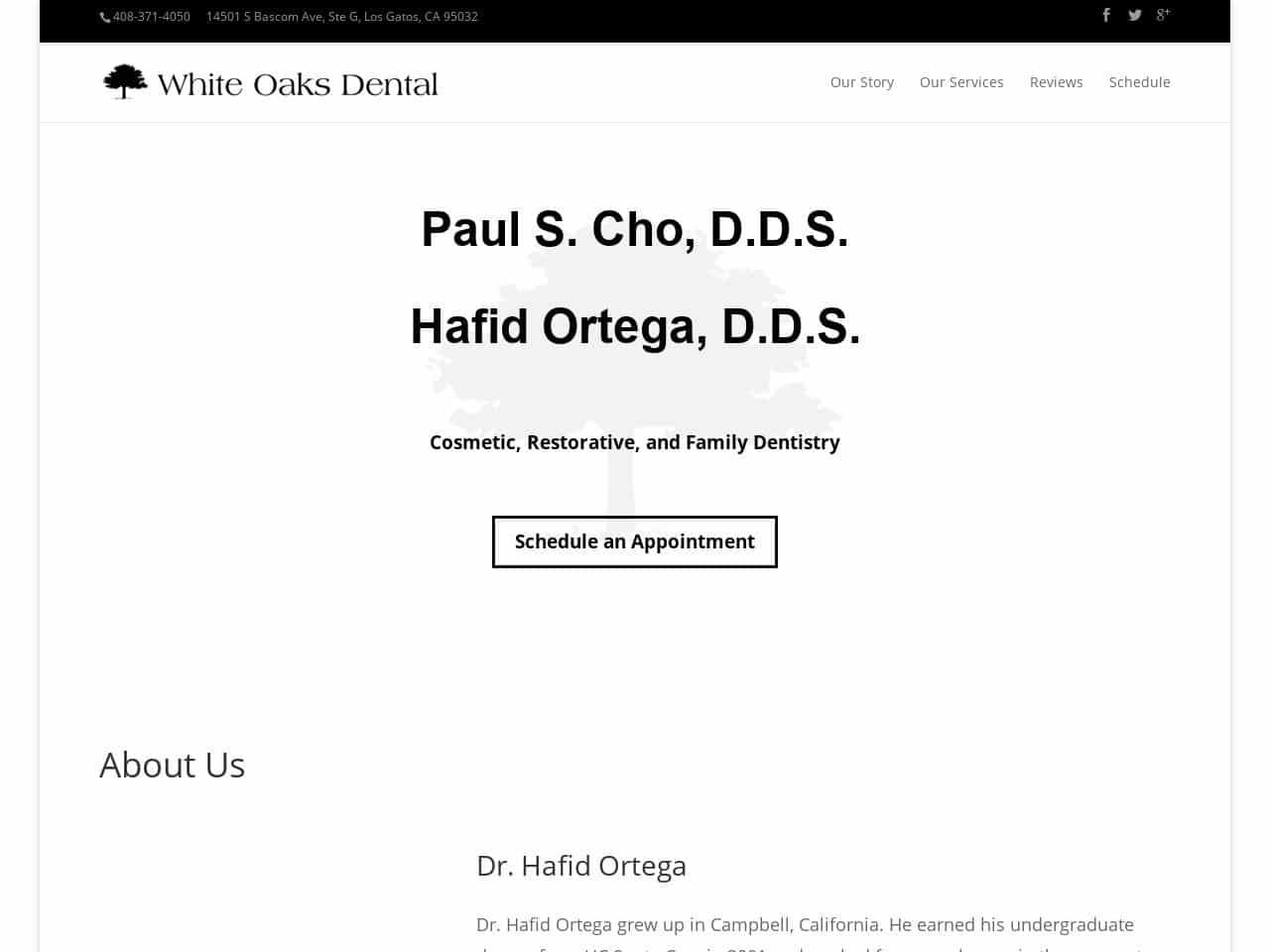 White Oaks Dental Los Gatos Website Screenshot from whiteoaksdentallosgatos.com