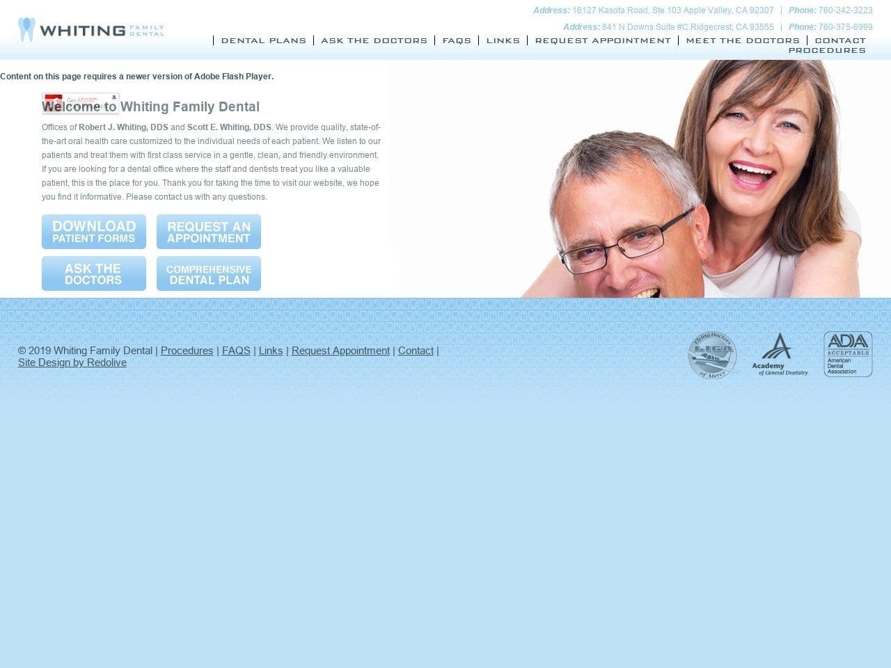 Whiting Dentist Website Screenshot from whitingfamilydental.com