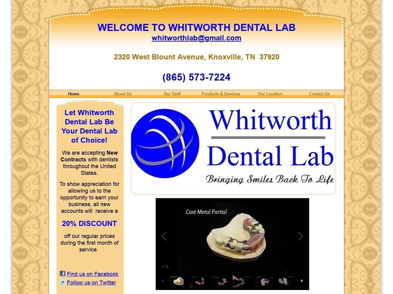 Whitworth Dental Lab Website Screenshot from whitworthdentallab.com