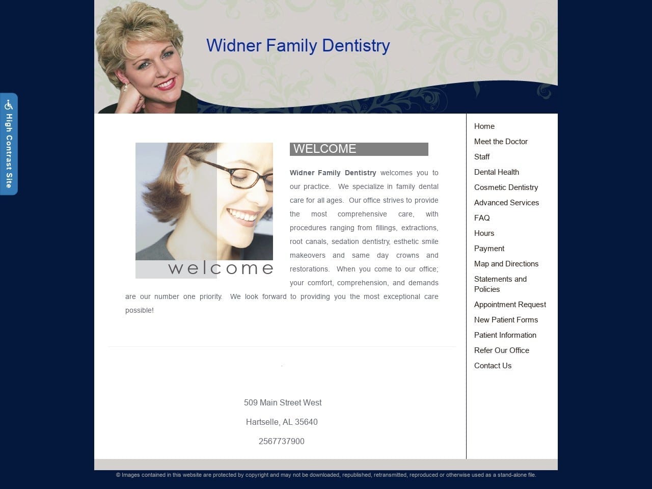 Chris Widner DMD PC Website Screenshot from widnerdentistry.com