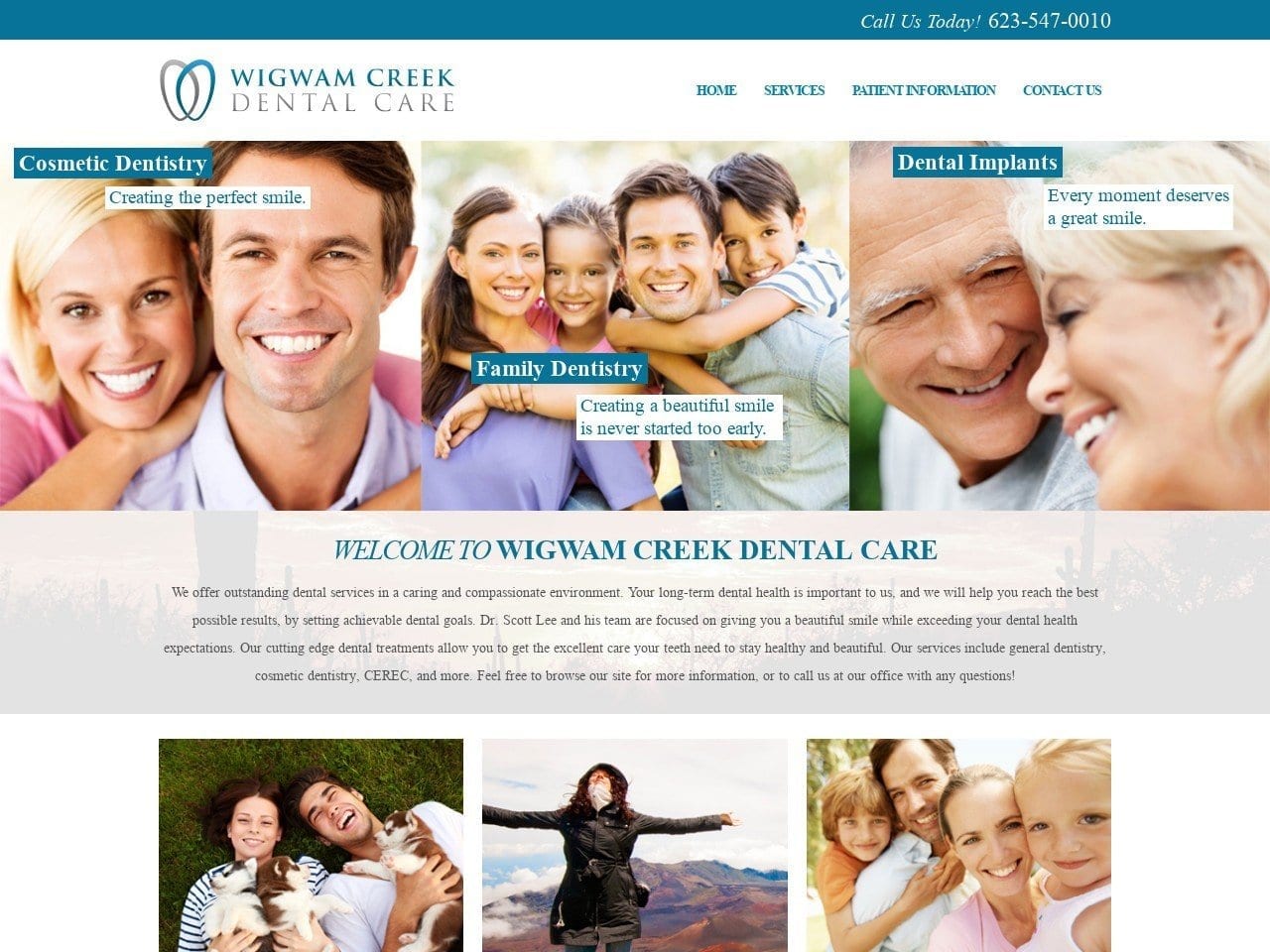 Wigwam Creek Dental Care Website Screenshot from wigwamcreekdental.com