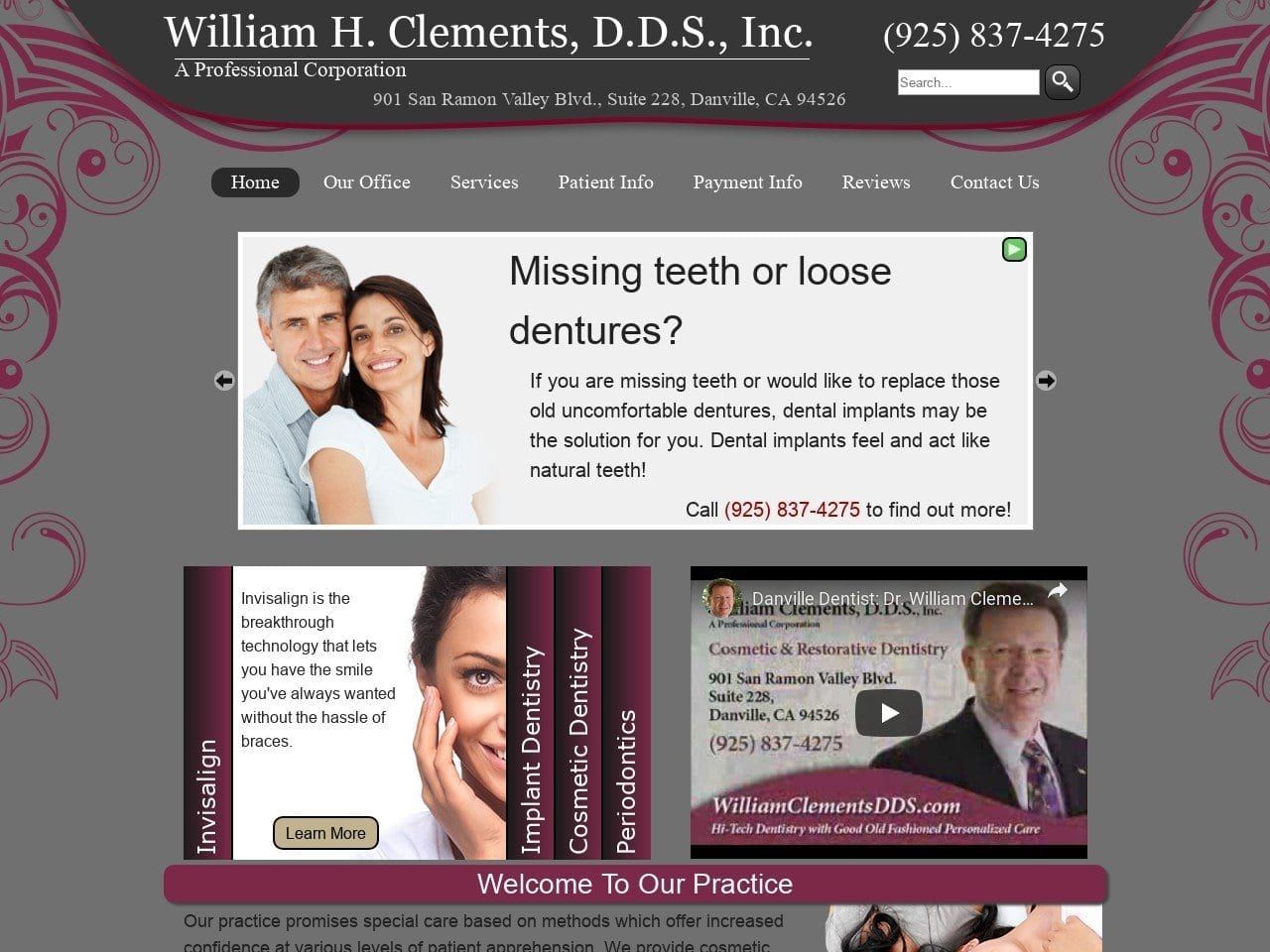 William H Clements Inc Website Screenshot from williamclementsdds.com