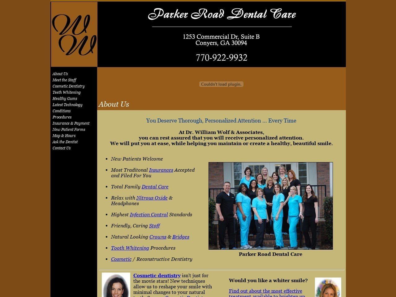 Parker Road Dental Care Website Screenshot from williamwolfdds.com