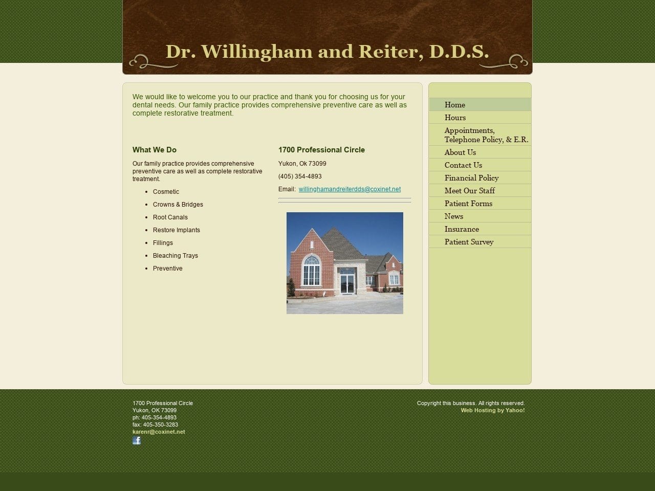 Willingham Dentist Website Screenshot from willinghamandreiterdds.com