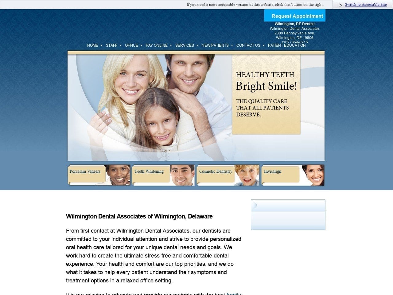 Wilmington Dental Associates Website Screenshot from wilmingtondentalassociates.com