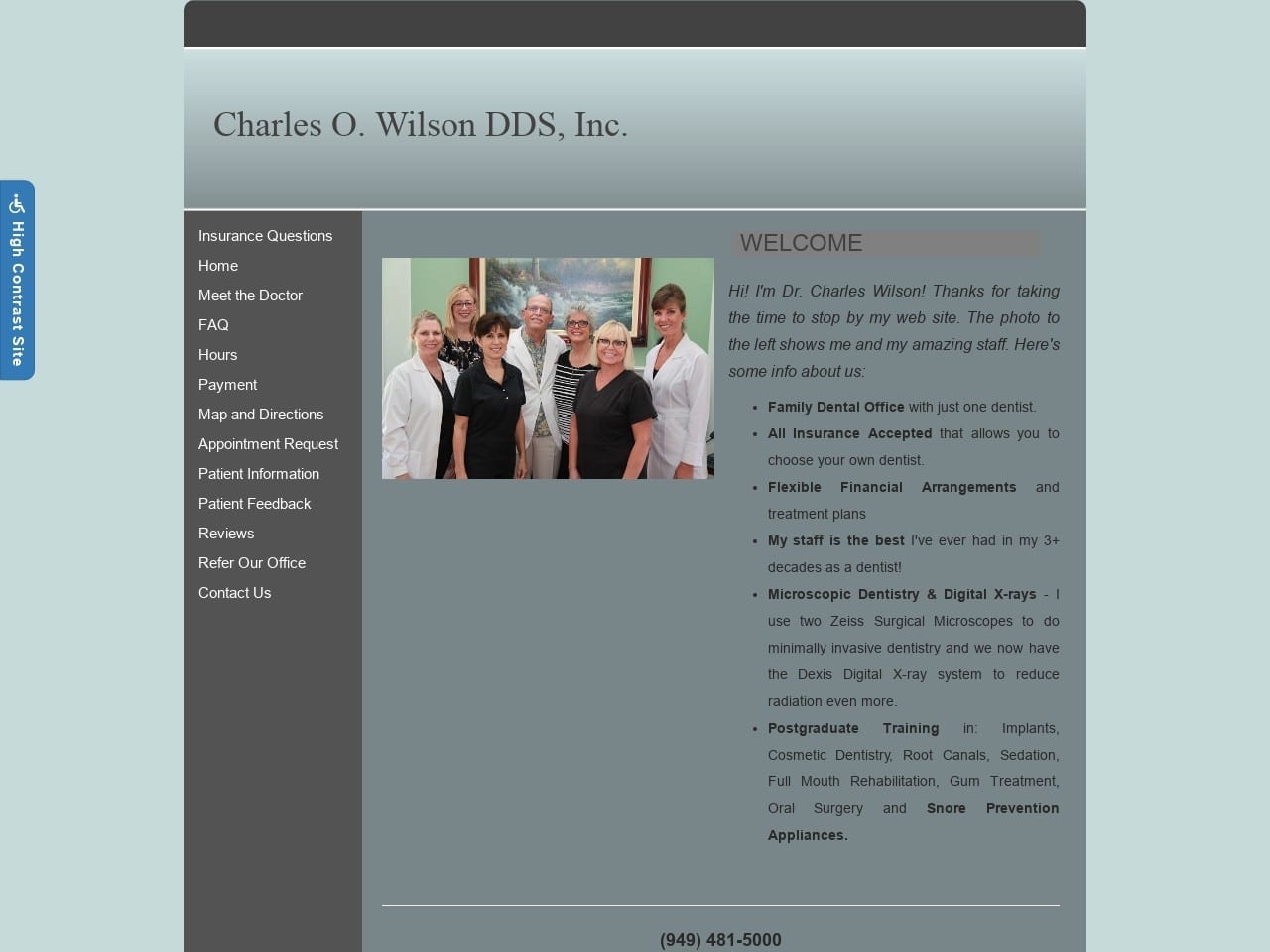 Charles Wilson DDS Website Screenshot from wilsondentist.com