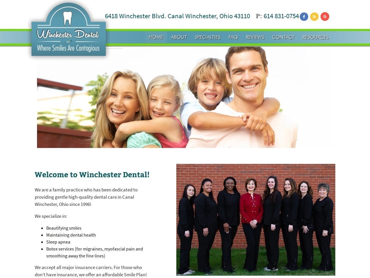 Winchester Dental Website Screenshot from winchesterdent.com