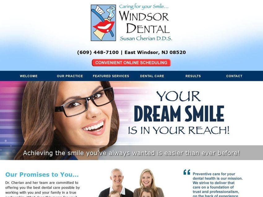 Windsor Dental LLC Website Screenshot from windsordental.net