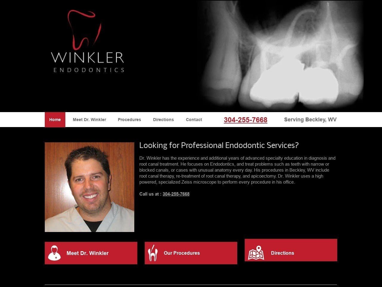 Winkler Endodontics Website Screenshot from winklerendodontics.com