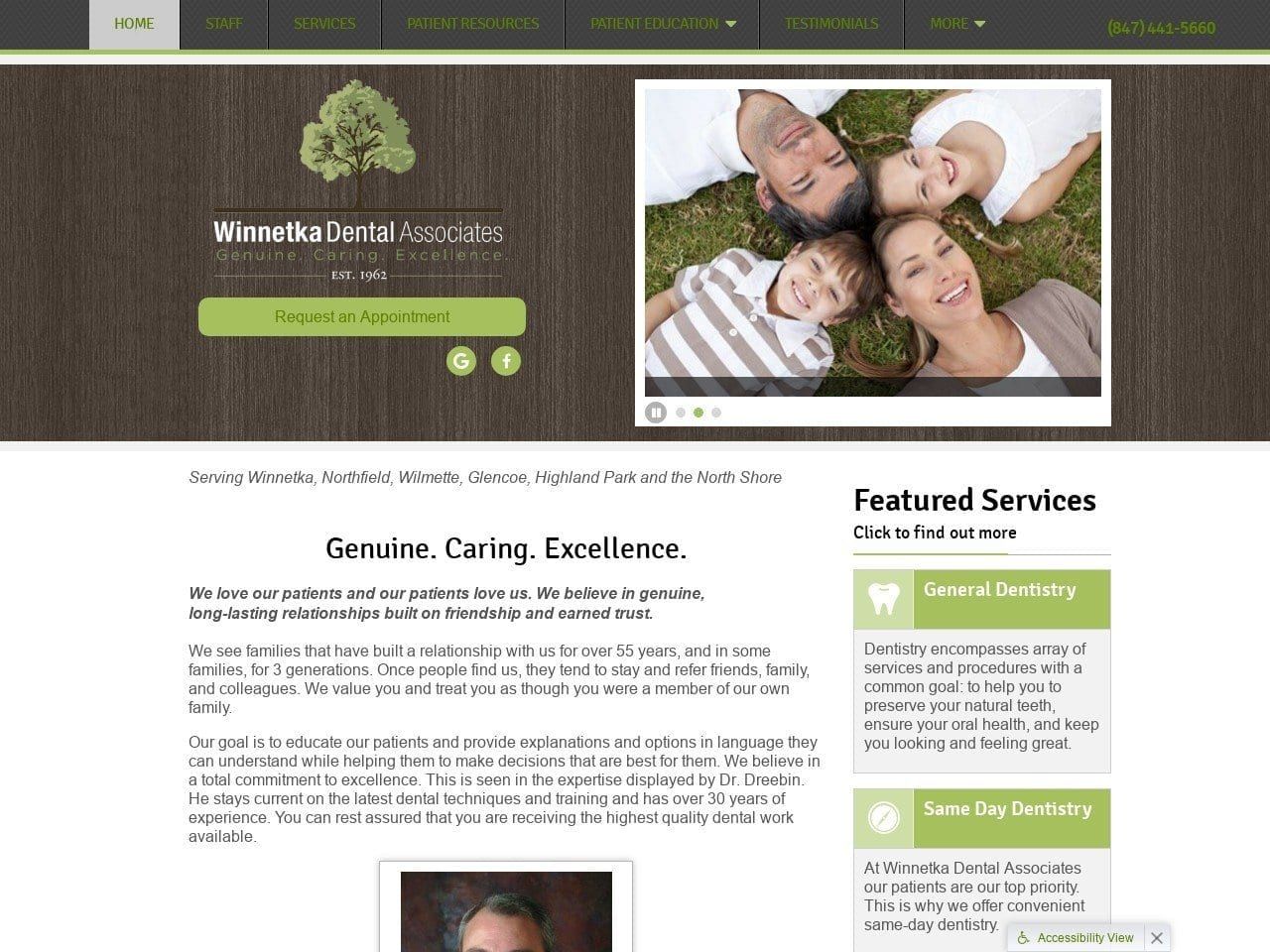 Winnetka Dental Associates Website Screenshot from winnetkadentalassociates.com