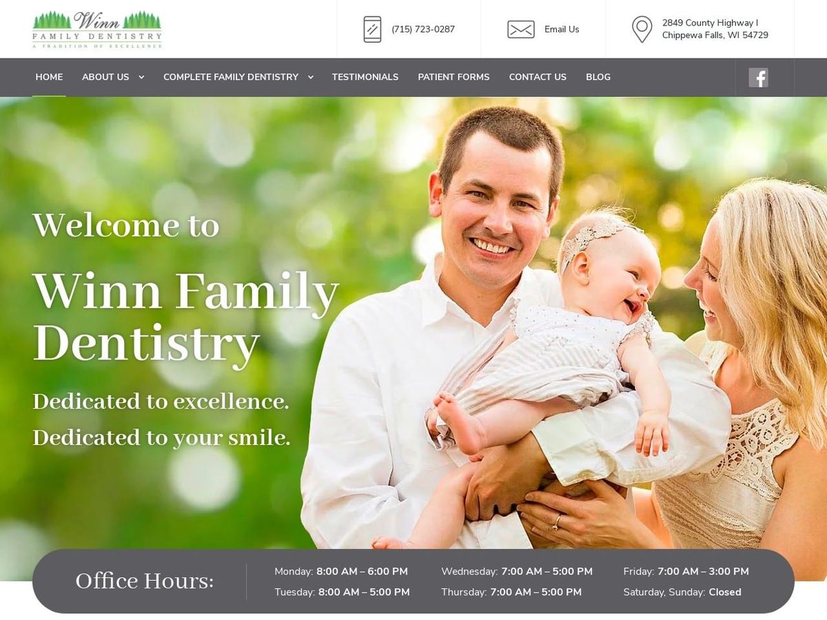 Winn Family Dentist Website Screenshot from winnfamilydentistry.com