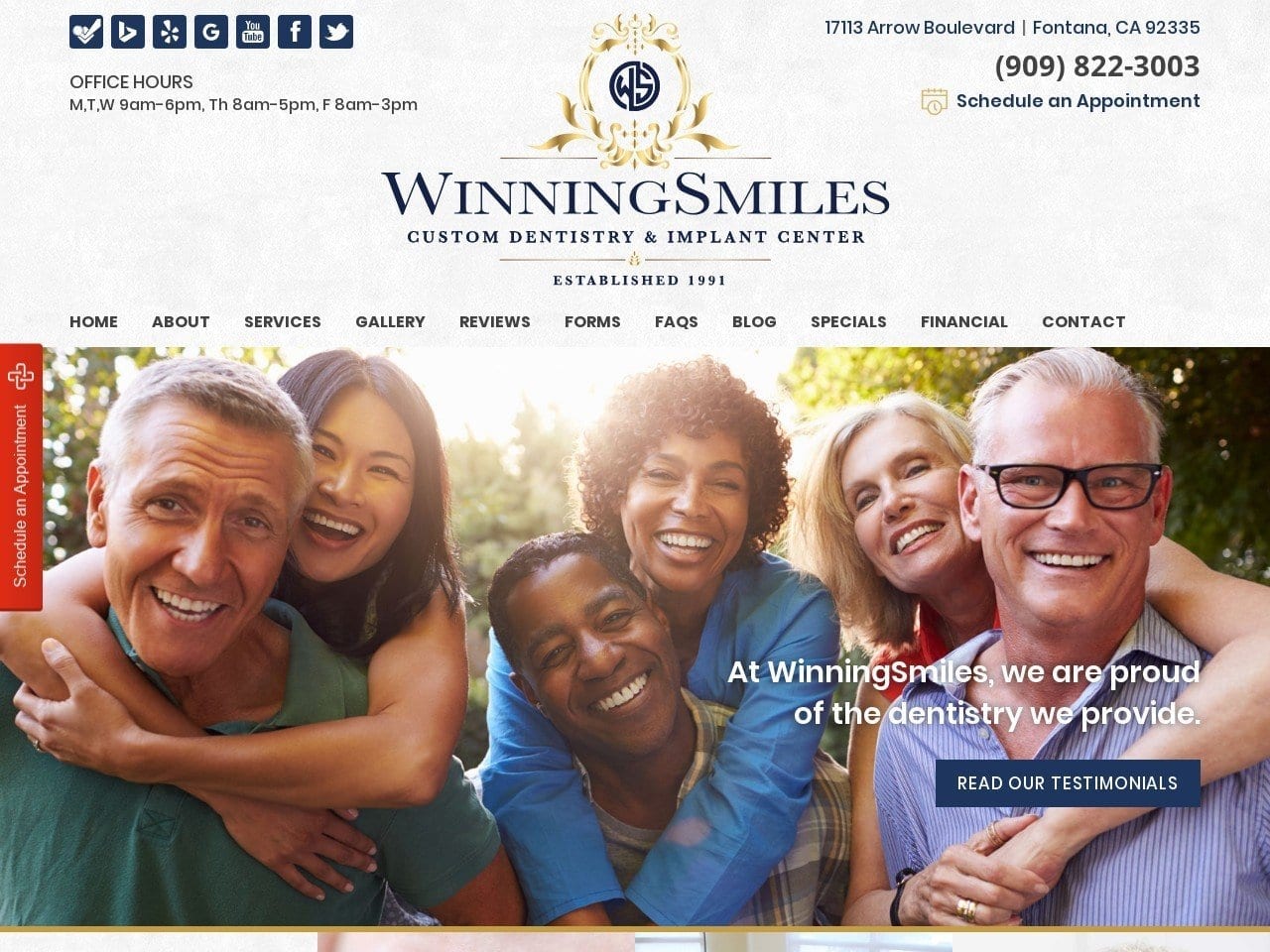 Dr. Frank A. Finazzo DDS Website Screenshot from winningsmiles.net