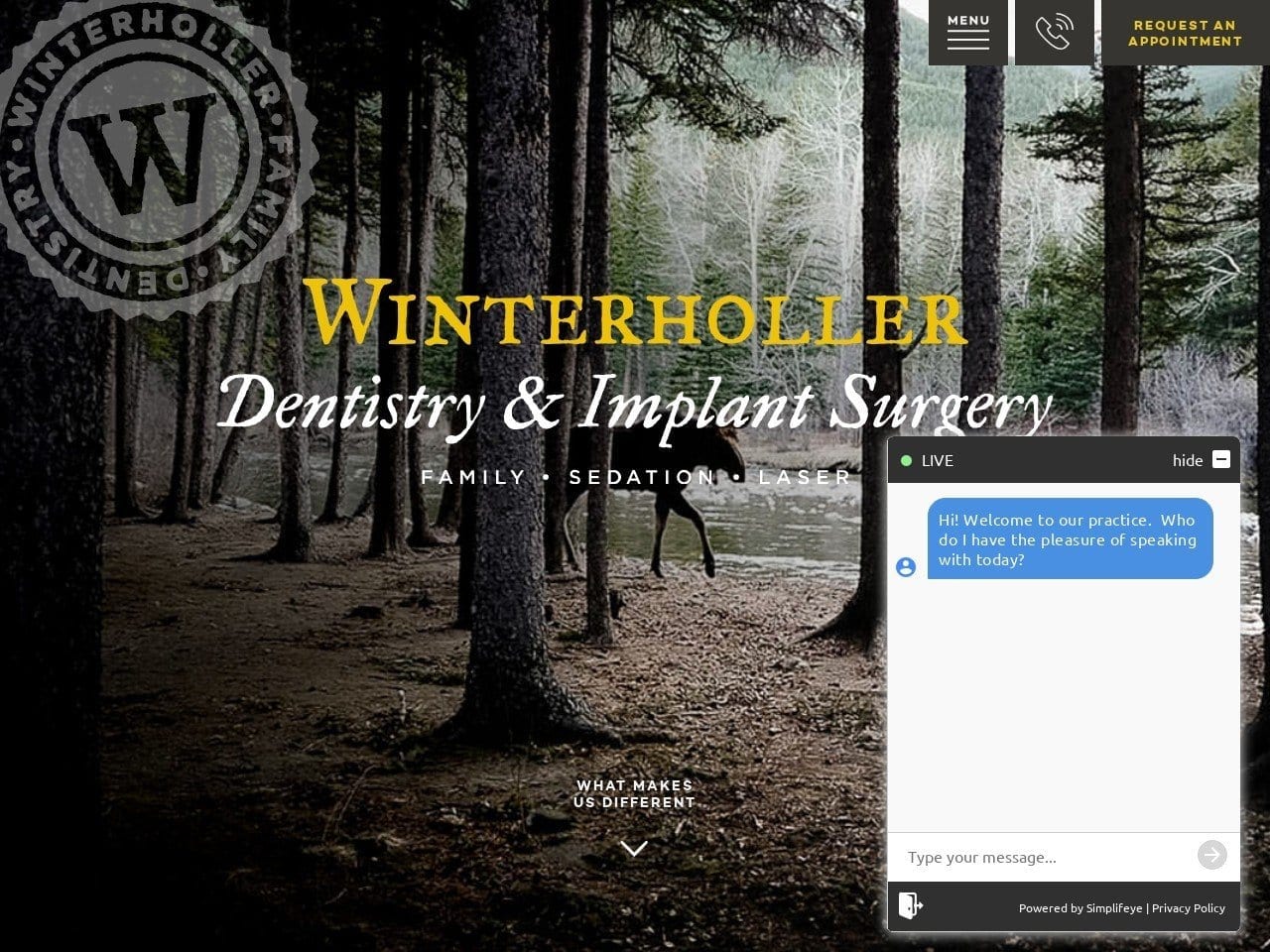 Winterholler Dentist Website Screenshot from winterhollerdentistry.com