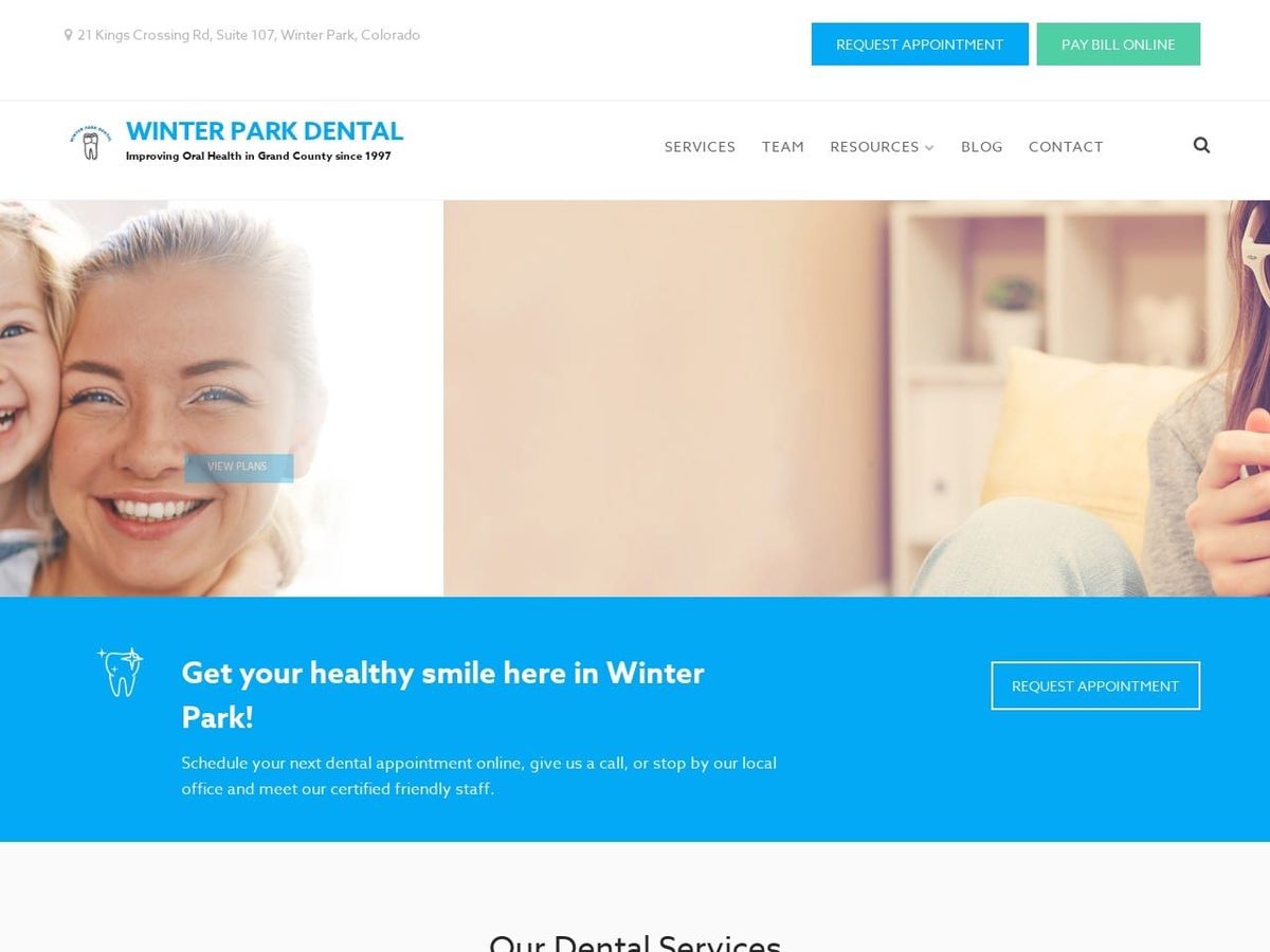 Winter Park Dental Website Screenshot from winterparkdentalcolorado.com