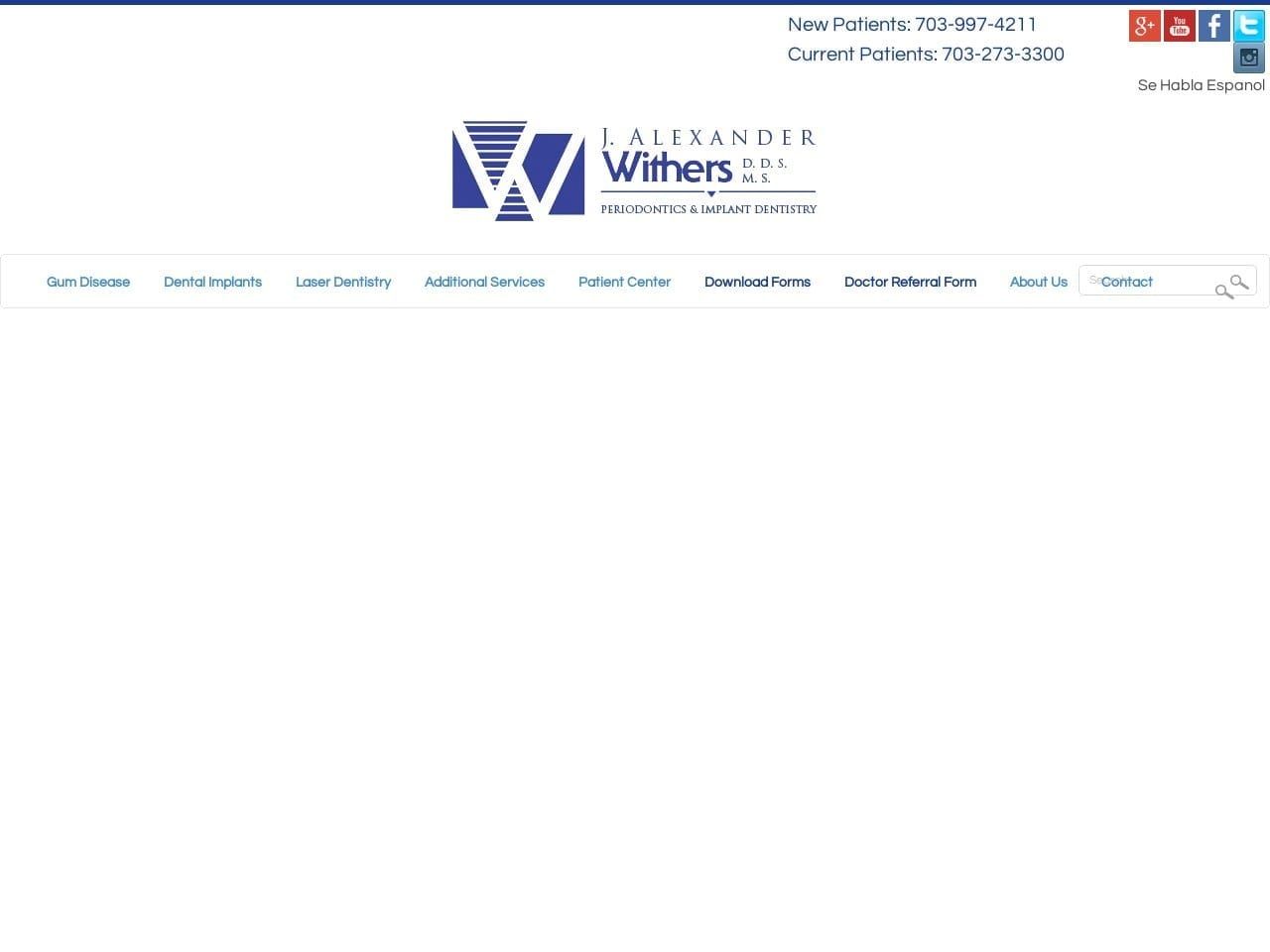 J. Alexander Withers DDS Website Screenshot from withersperio.com