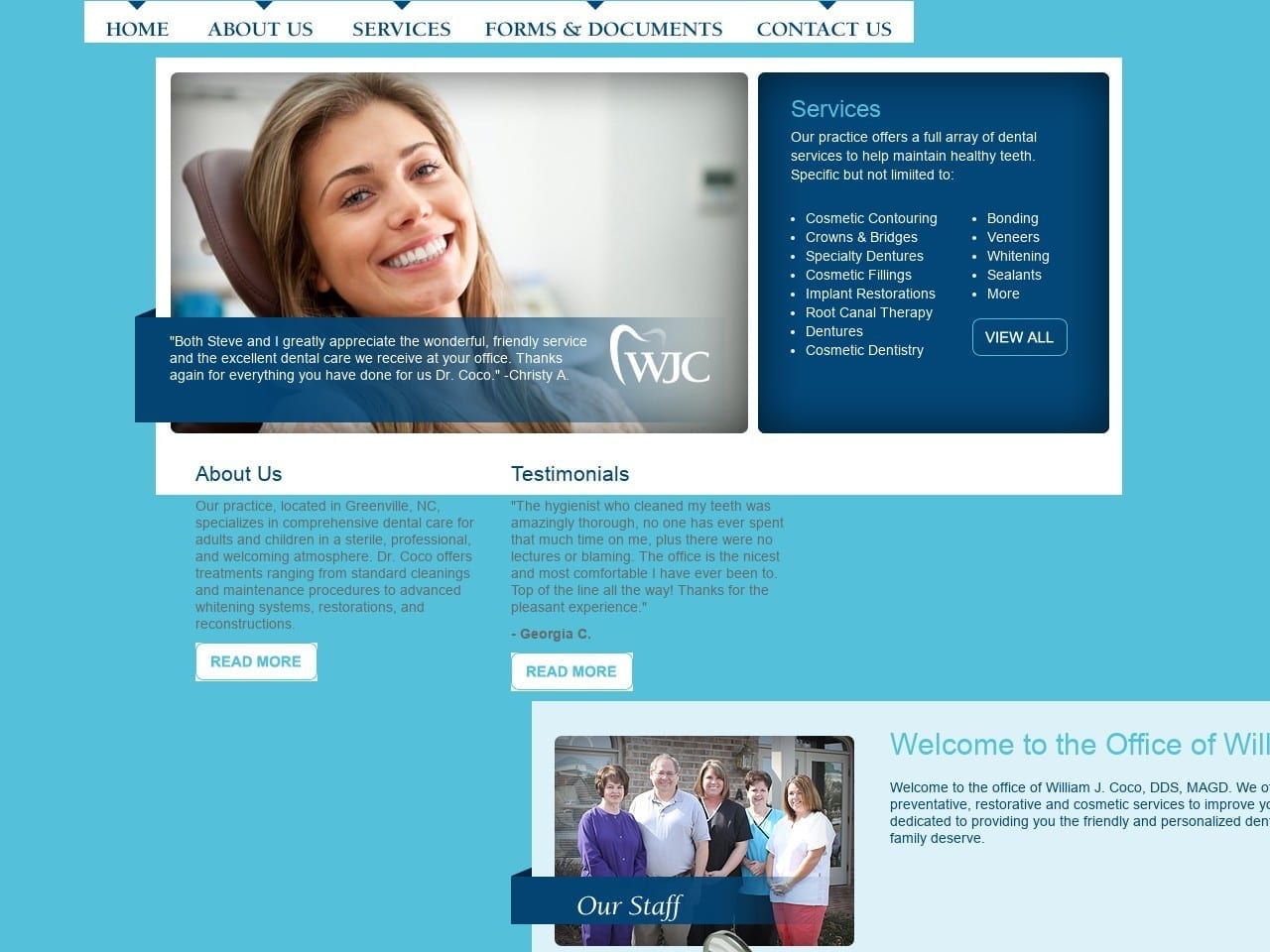 William Coco Dental Website Screenshot from wjcoco.com