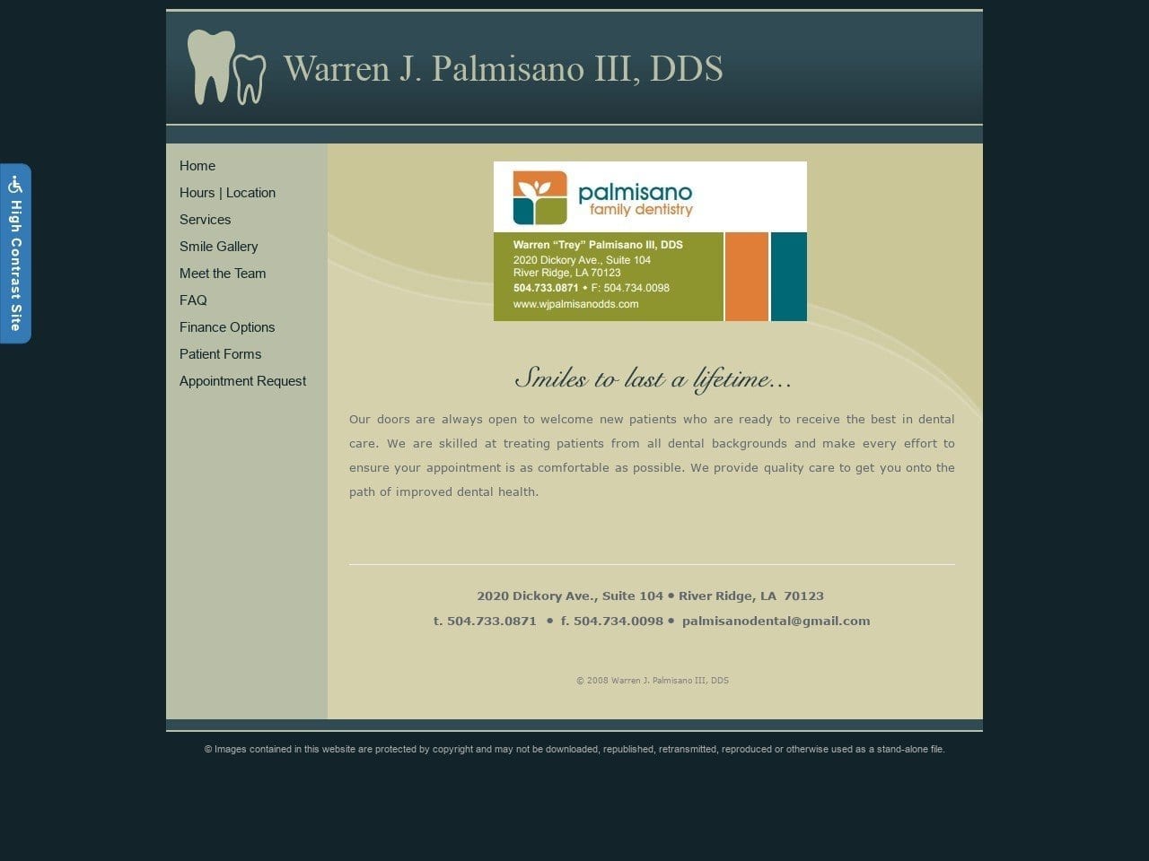 Warren Palmisano Iii Llc Palmisano Iii Warren J Dd Website Screenshot from wjpalmisanodds.com