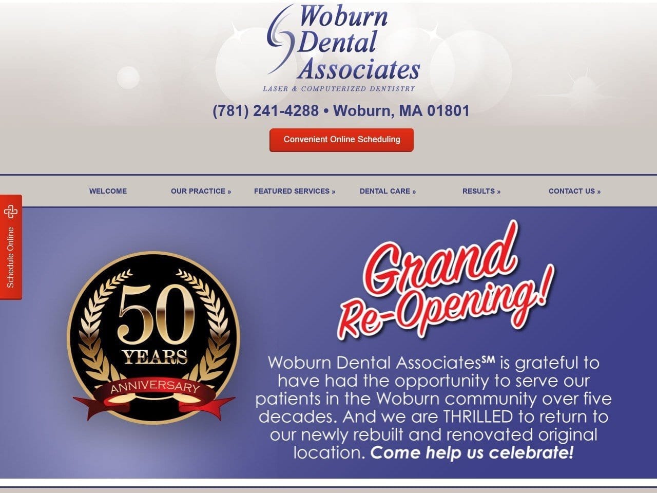 Woburn Dental Associates Website Screenshot from woburndental.com