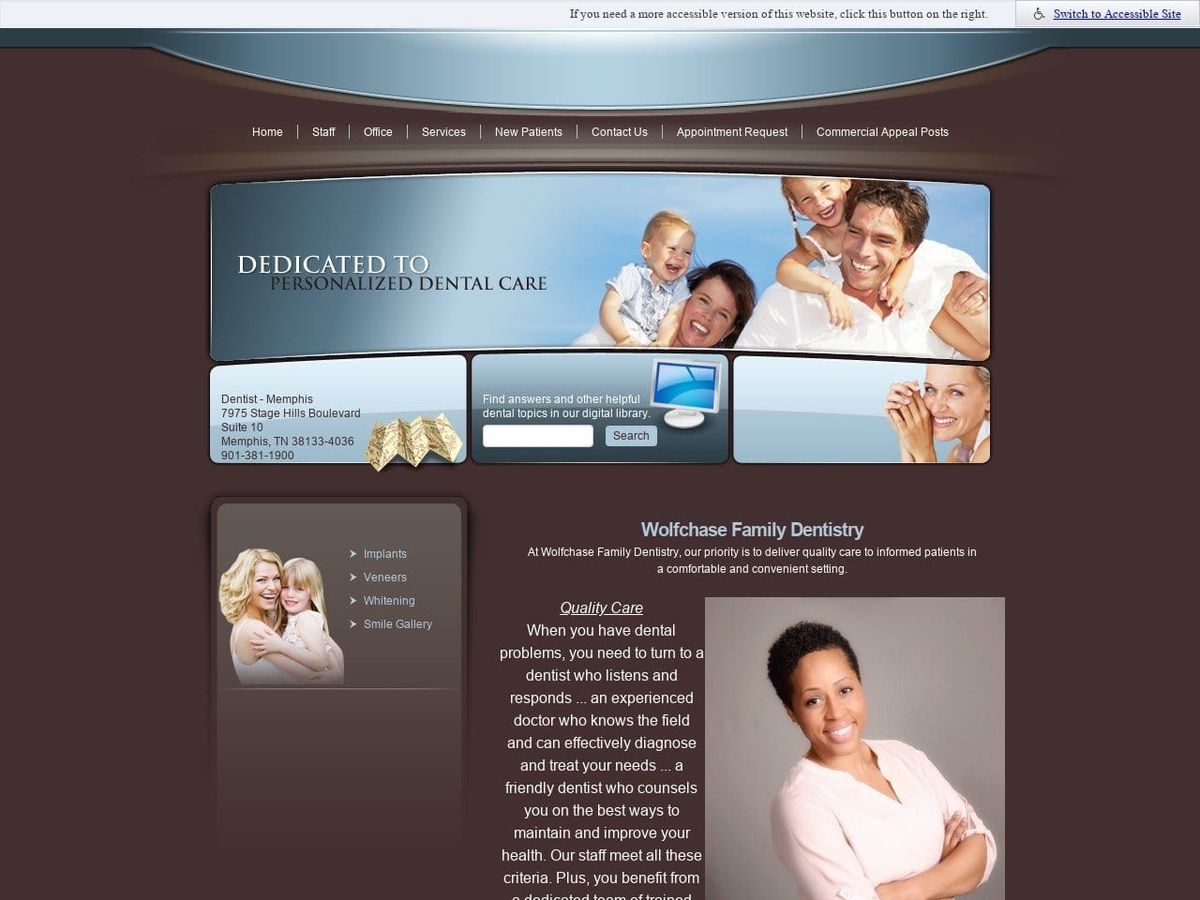 Wolfchase Dentistry Website Screenshot from wolfchasedentistry.com