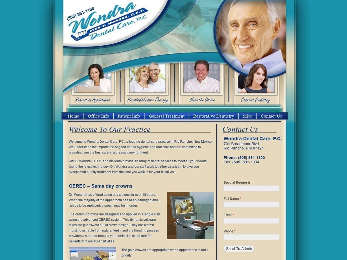 Dr. Kirk S. Wondra DDS Website Screenshot from wondradental.com