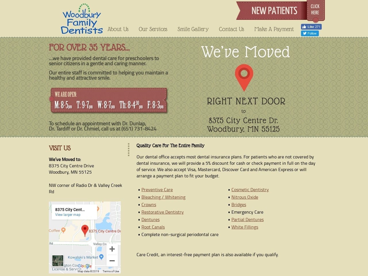 Woodbury Family Dentists Website Screenshot from woodburyfamilydentists.com