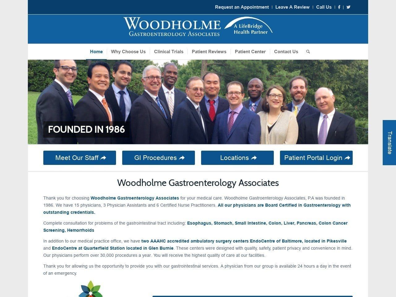 Woodholme Gastroenterology Website Screenshot from woodholmegi.com