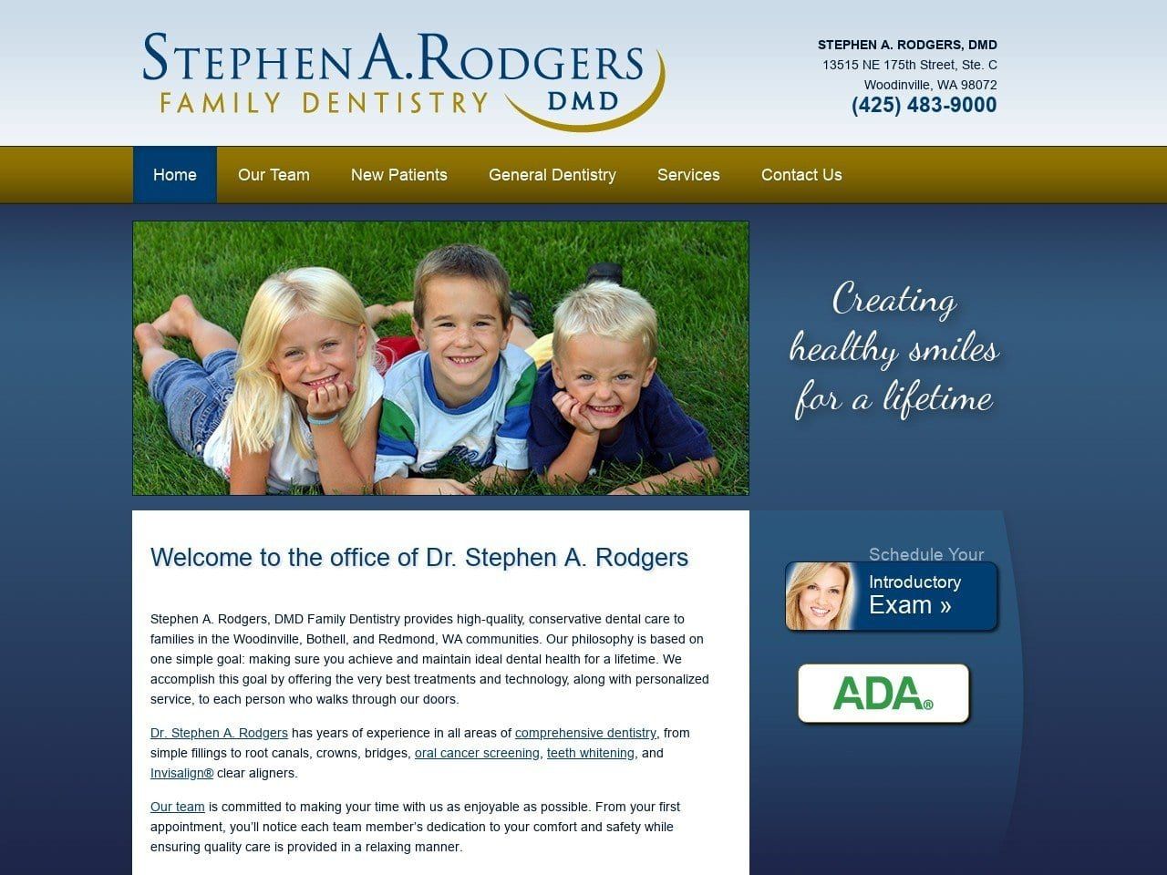 Stephen A. Rodgers DMD Website Screenshot from woodinvilledental.com