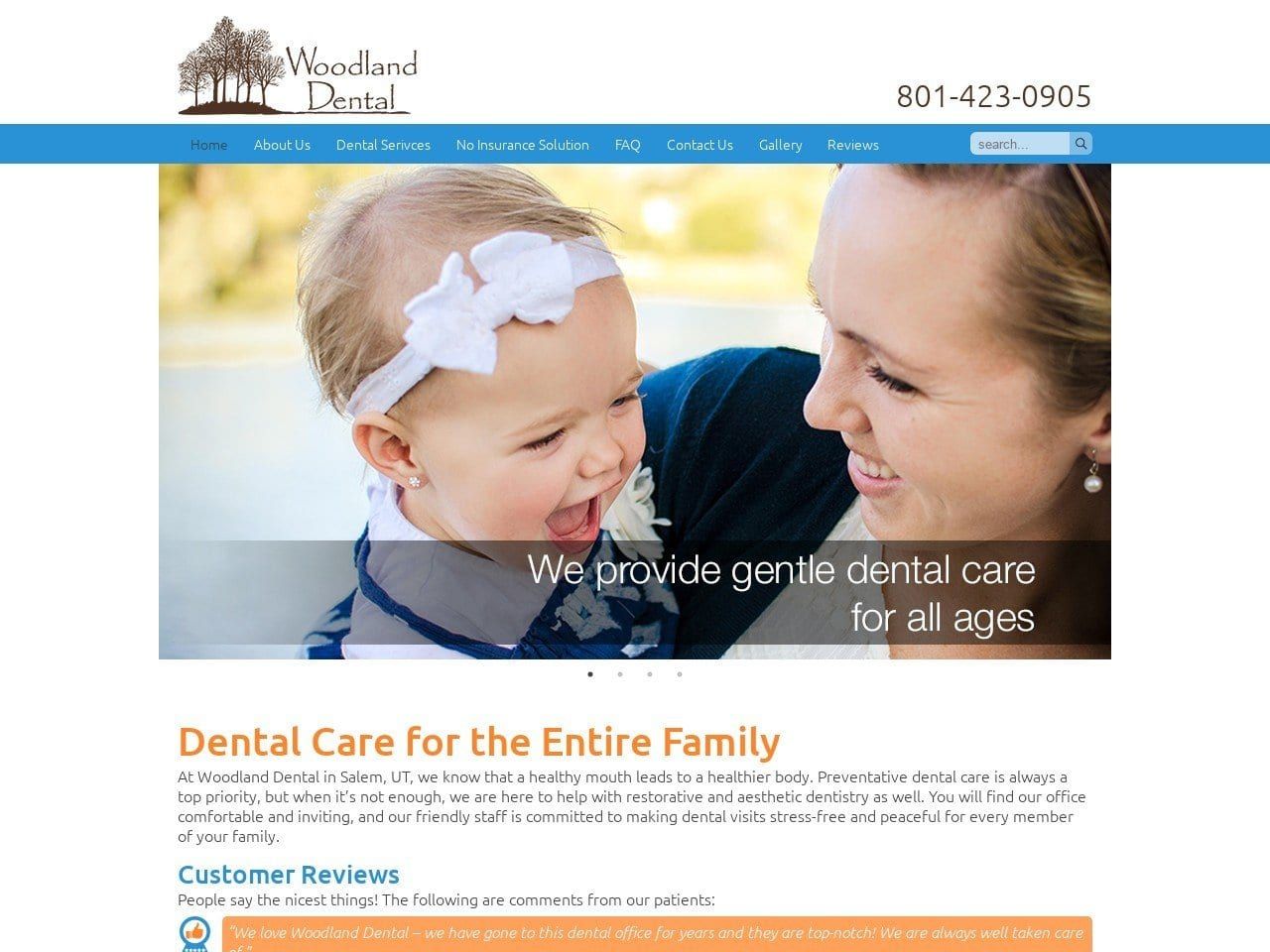 Woodland Dental Website Screenshot from woodlanddental.net