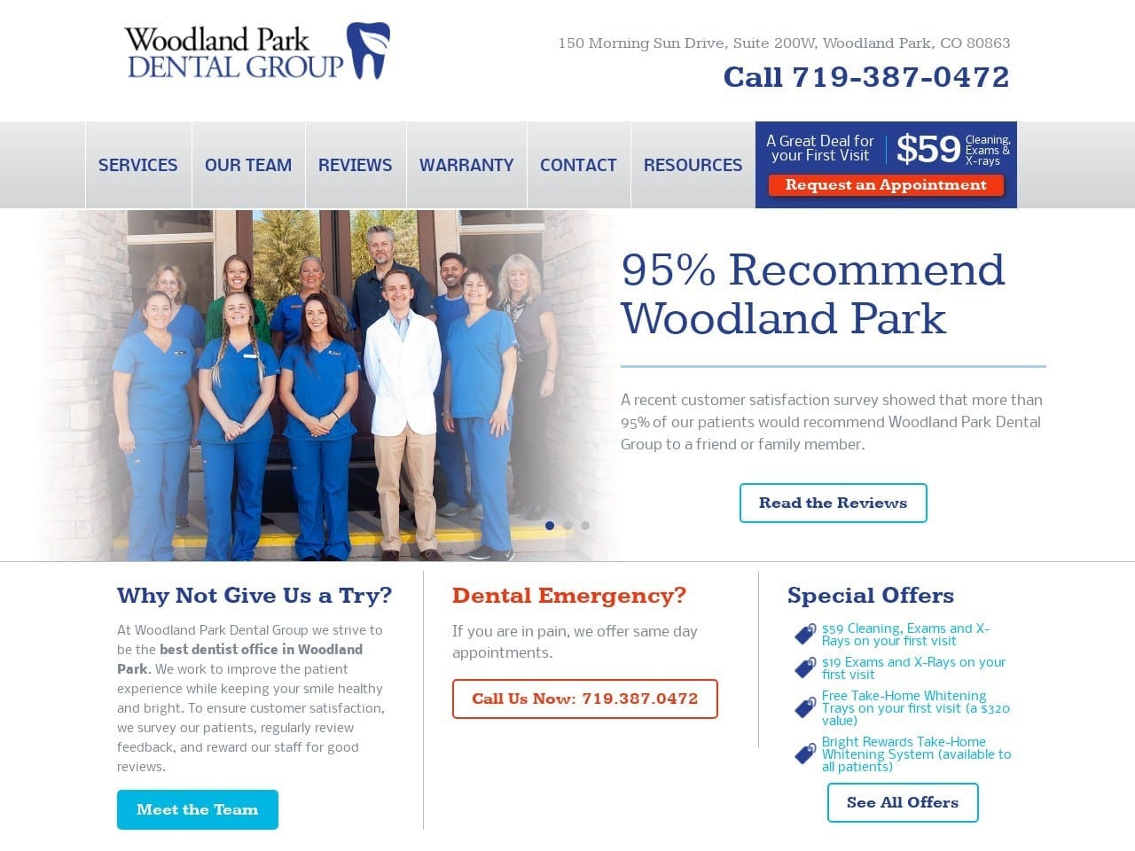 Woodland Park Dental Group Website Screenshot from woodlandparkdentalgroup.com