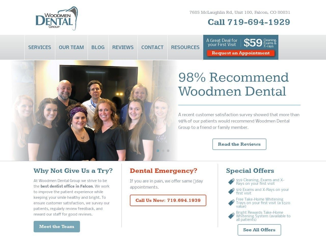 Woodmen Dental Group Website Screenshot from woodmendentalgroup.com