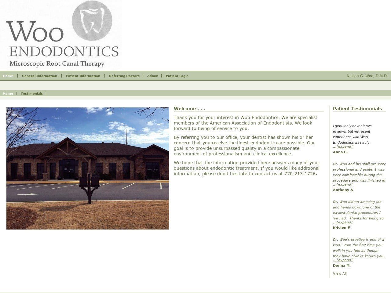 Woo Endodontics Website Screenshot from wooendo.com